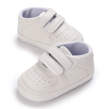 Boys Mid Top Strapped Leather Sneakers