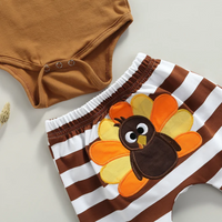 Thanksgiving Long Sleeve Printed Romper Set