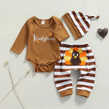 Thanksgiving Long Sleeve Printed Romper Set