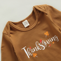 Thanksgiving Long Sleeve Printed Romper Set