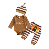 Thanksgiving Long Sleeve Printed Romper Set