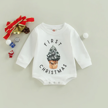 Christmas Themed "First Christmas" Baby Bodysuit