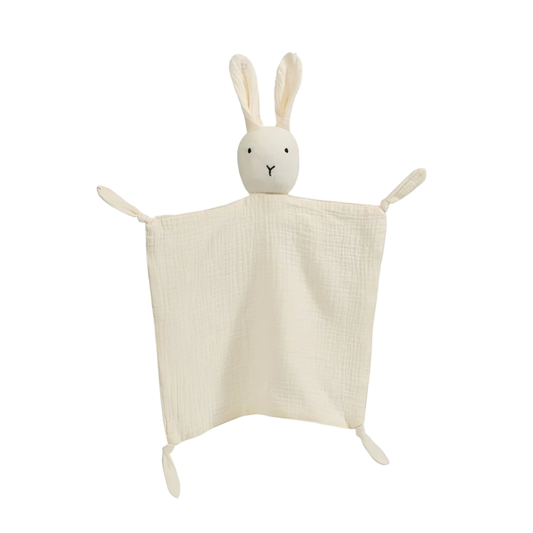 Cotton Muslin Bunny Burp Cloth Blanket Bib