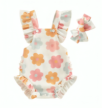 Sleeveless Floral Ruffled Baby Romper