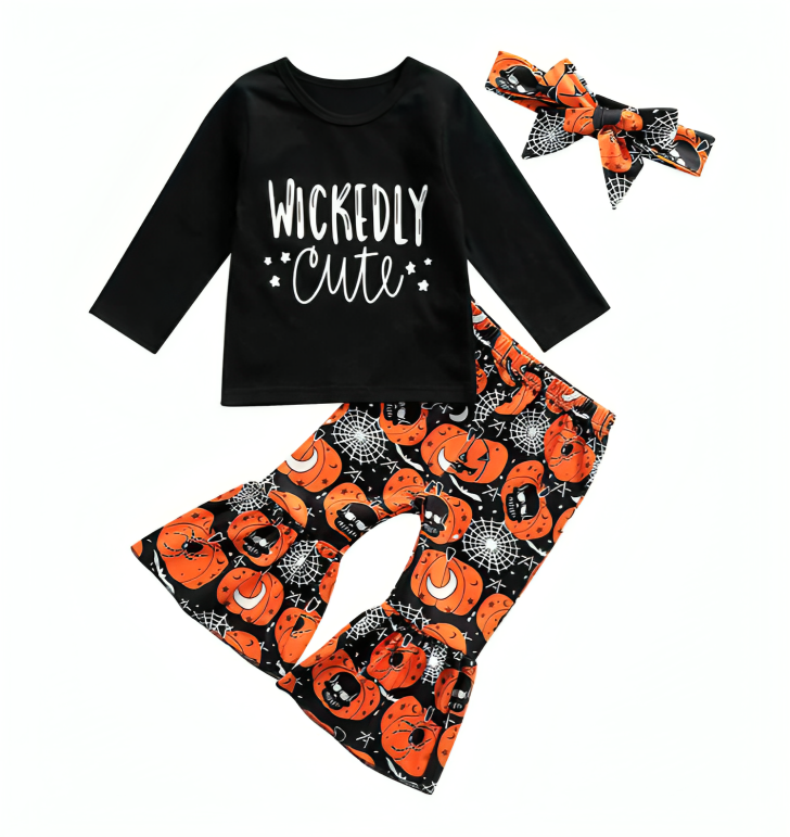 Halloween Letter Print Flare Baby Set