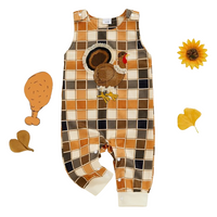 Sleeveless Checkered Pattern Thanksgiving Jumpsuit