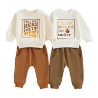 Funny Thanksgiving Letter Print Baby Set