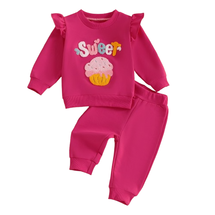 Long Sleeve Sweet Embroidered Baby Set