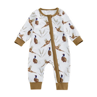 Long Sleeve Bird Zipper Baby Jumpsuit