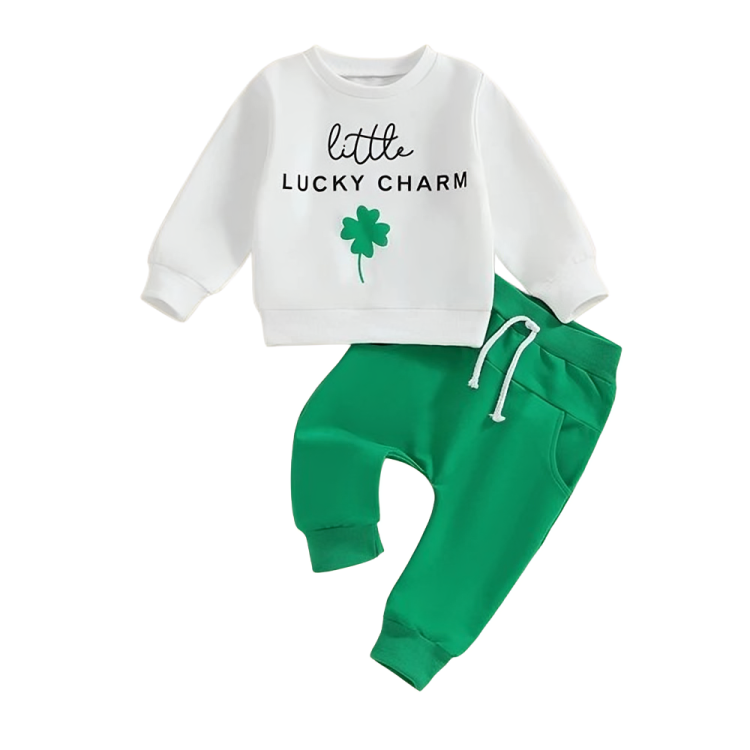 "Little Lucky Charm" Clove Print Baby Set