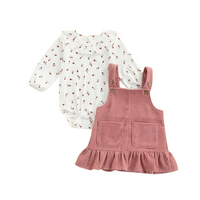 Floral Corduroy Ruffled Baby Set