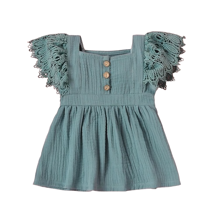 Solid Lace Sleeve Baby Dress