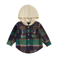 Long Sleeve Multi-Color Plaid Buttoned Down Coat