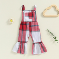 Sleeveless Plaid Bell Bottom Toddler Jumpsuit