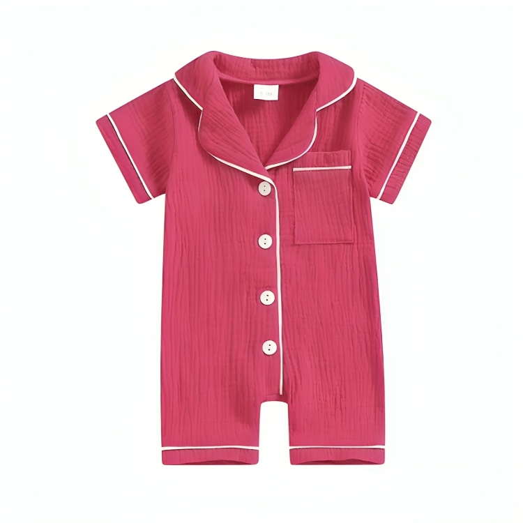 Unisex Short Sleeve Lapel Collar Pajamas