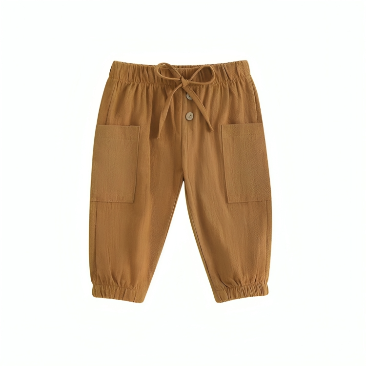 Solid Color Linen Cargo Pants