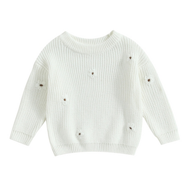 Floral Knit Pullover Baby Sweater