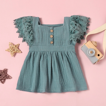 Solid Lace Sleeve Baby Dress