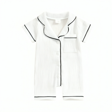 Unisex Short Sleeve Lapel Collar Pajamas