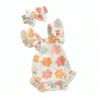 Sleeveless Floral Ruffled Baby Romper