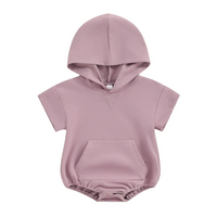 Short Sleeve Pocket Hooded Baby Romper