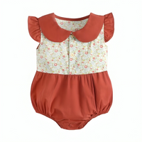 Charming Plaid Floral Cotton Baby Summer Bodysuit