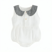 Charming Plaid Floral Cotton Baby Summer Bodysuit