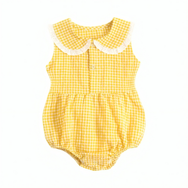 Charming Plaid Floral Cotton Baby Summer Bodysuit