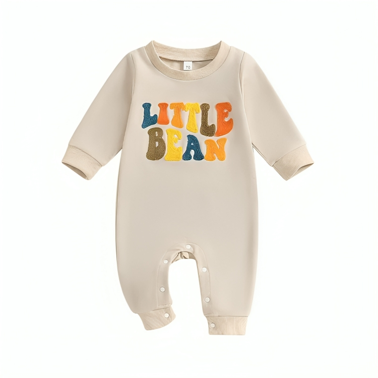 Colorful "Little Bean" Print Baby Jumpsuit