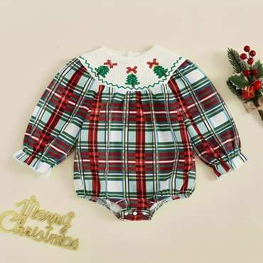 Christmas Vintage Loose Plaid Romper