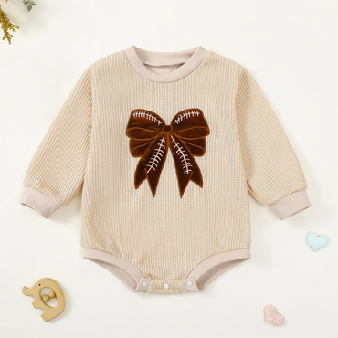 Long Sleeve Baseball/Football Ribbon Baby Bodysuit