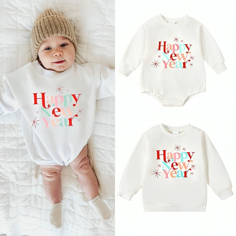 Unisex Happy New Year Knit Baby Bodysuit