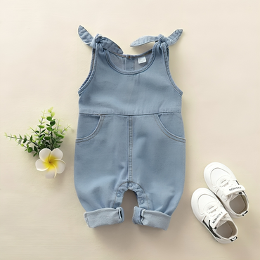 Denim Knot Romper Overall Jeans