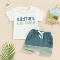 Short Sleeve "Auntie's Lil Dude" Summer Baby Set