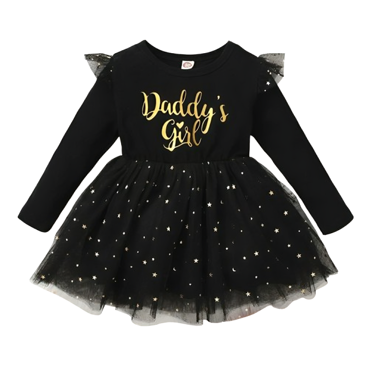 Daddy's Girl Printed Dotted Mesh Dress