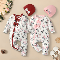 Floral Flower Bow Bodysuit Romper Set