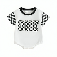 Race Flag Embroidered Baby Birthday Romper