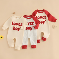 Long Sleeve Lover Boy Embroidered Baby Jumpsuit