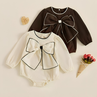 Long Sleeve Round Neck Bow Baby Romper