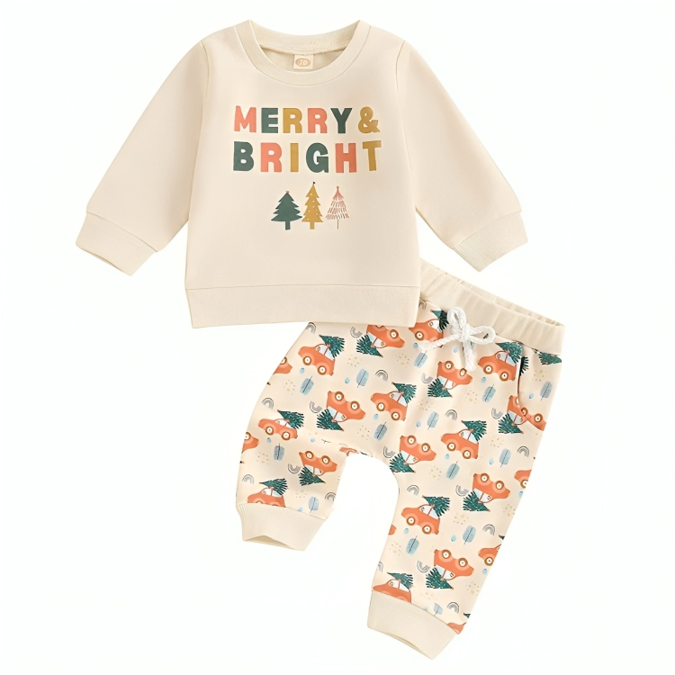 Long Sleeve Merry Bright Crewneck Baby Set