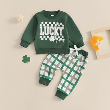 Long Sleeve Lucky Plaid Baby Set