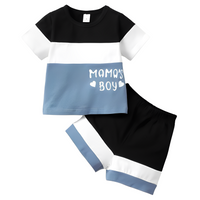 Casual Summer "Mama's Boy" Print Outfit Set