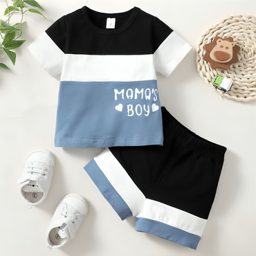 Casual Summer "Mama's Boy" Print Outfit Set