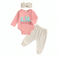 Long Sleeve "Lil Sister" Embroidered Baby Set