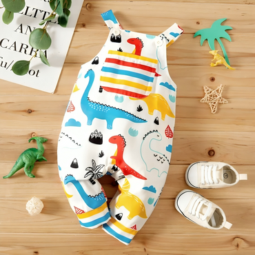 Colorful Dinosaur Print Overalls Jumpsuit