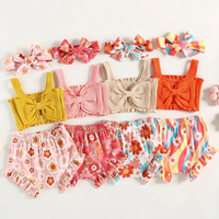 Summer Solid Ribbed Top Floral Baby Set