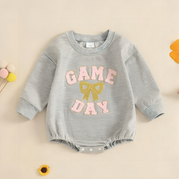 Game Day Bow Embroidered Baby Bodysuit