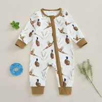 Long Sleeve Bird Zipper Baby Jumpsuit