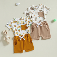 Short Sleeve Easter Solid Shorts Baby Set