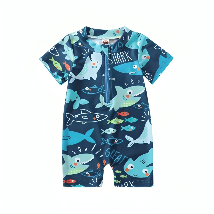 Great Shark Zipper Baby Swimsuit